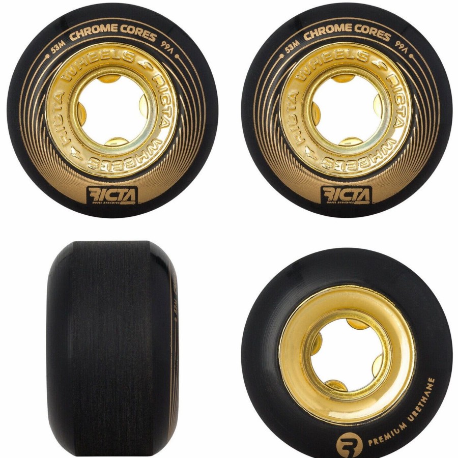 Skate * | Ricta Wheels Chrome Core 99A Skateboard Wheels Black / Gold