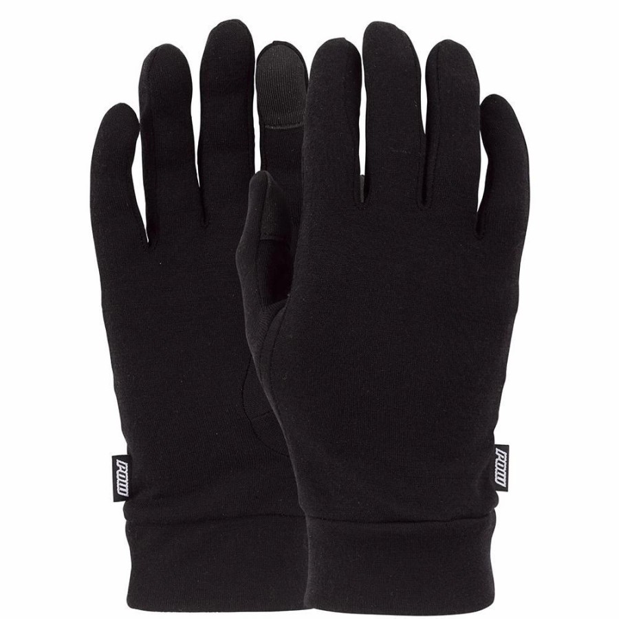 Gloves & Mitts * | Pow Gloves Pow Mens Merino Liner Black