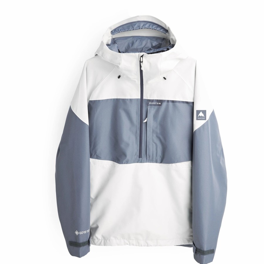 Jackets * | Burton Mens Gore-Tex Pillowline Anorak 2022 Stout White / Folkstone Gray