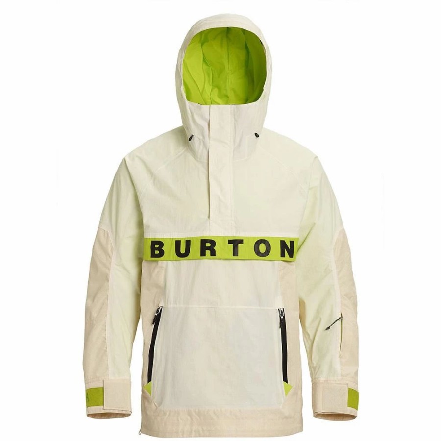 Jackets * | Burton Mens Frostner Anorak 2020 Stout White/Almond Milk Ripstop/Tender Shoots