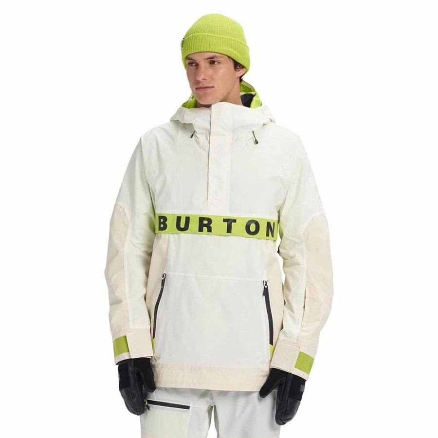 Jackets * | Burton Mens Frostner Anorak 2020 Stout White/Almond Milk Ripstop/Tender Shoots