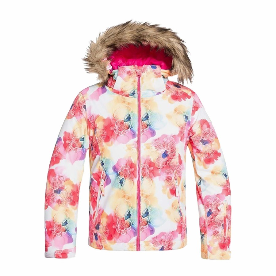 Jackets * | Roxy American Pie Girls Jacket 2020 Bright White Sunshine Flowers