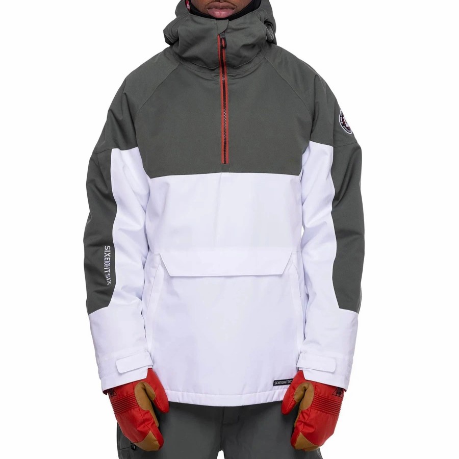 Jackets * | 686 Mens Renewal Insulated Anorak 2023 White Colourblock