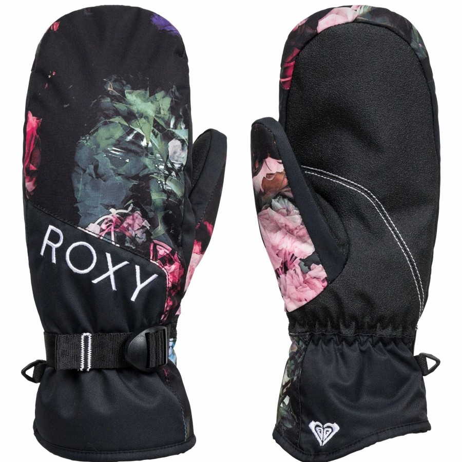 Gloves & Mitts * | Roxy Jetty Mitt 2021 True Black Blooming Party