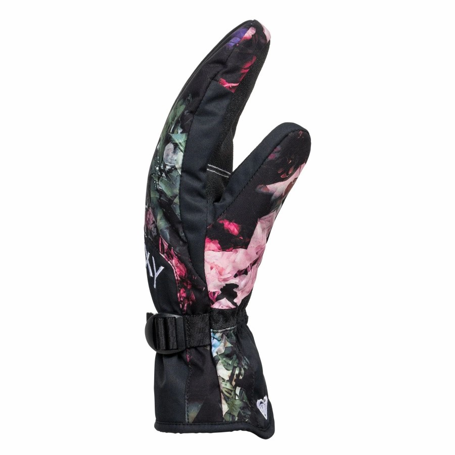 Gloves & Mitts * | Roxy Jetty Mitt 2021 True Black Blooming Party