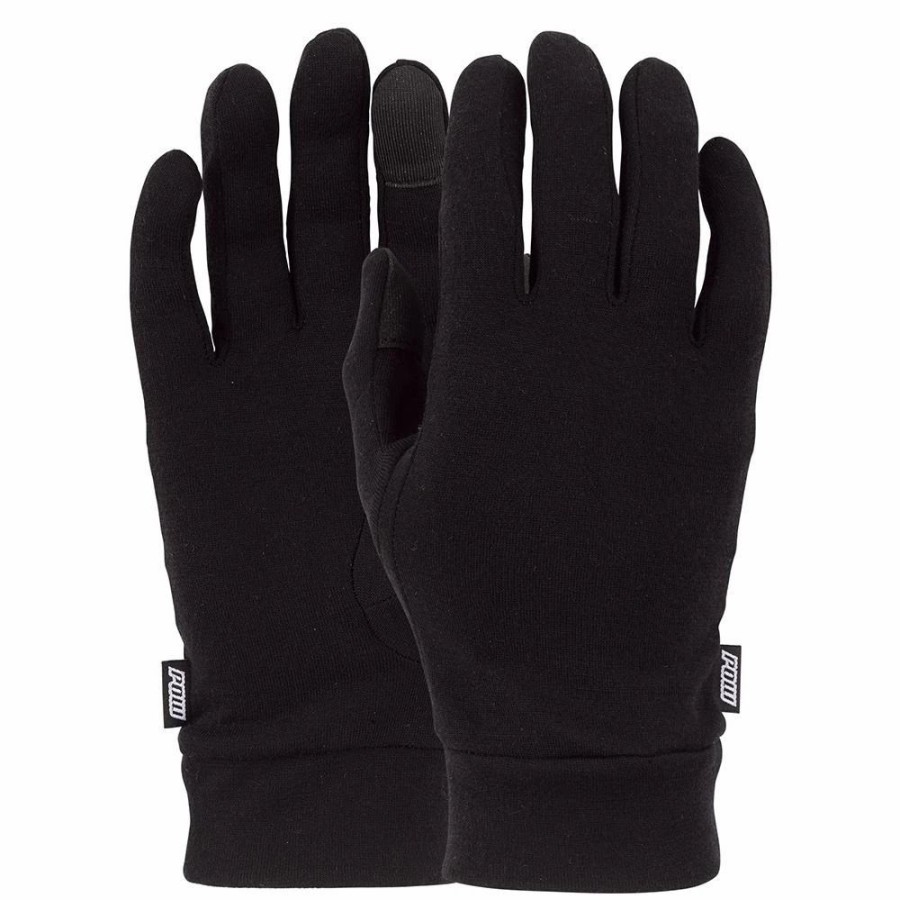 Gloves & Mitts * | Pow Gloves Pow Womens Merino Liner Black