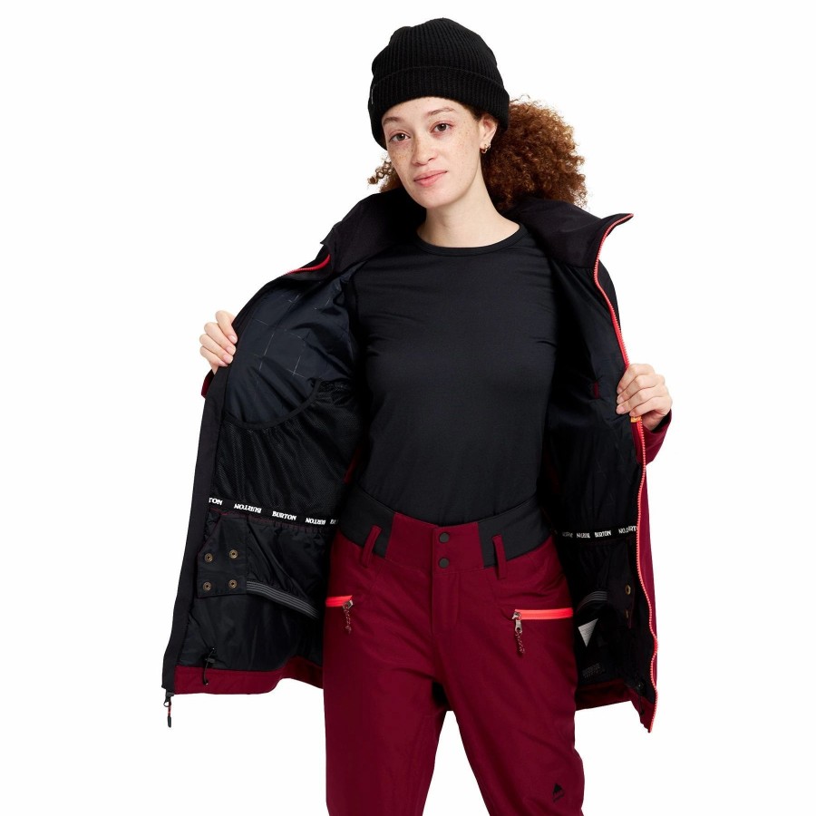 Jackets * | Burton Womens Lelah Jacket 2022 True Black / Mulled Berry