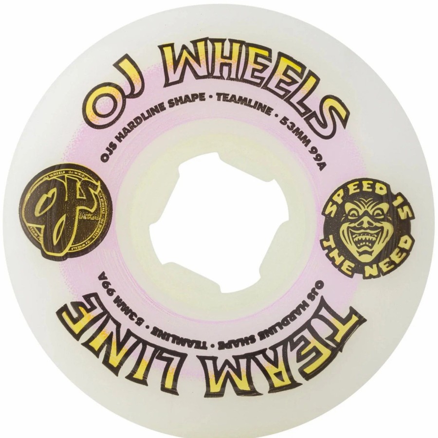 Skate * | Oj Wheels 53Mm Team Line Original White Purple/Yellow Hardline 99A Skateboard Wheels