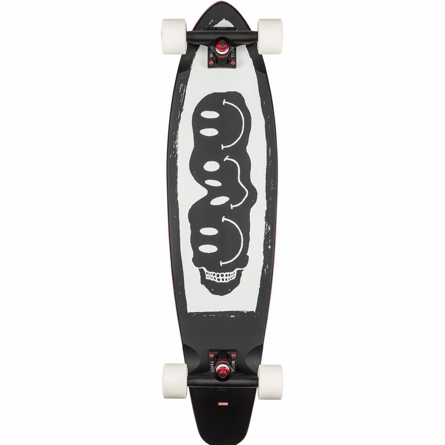 Skate * | Globe Skateboards Bells Black White Red 34 Longboard Complete Skateboard Black / White / Red